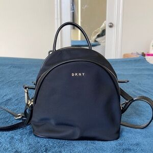 DKNY Black nylon leather mini Women's Backpack crossbody